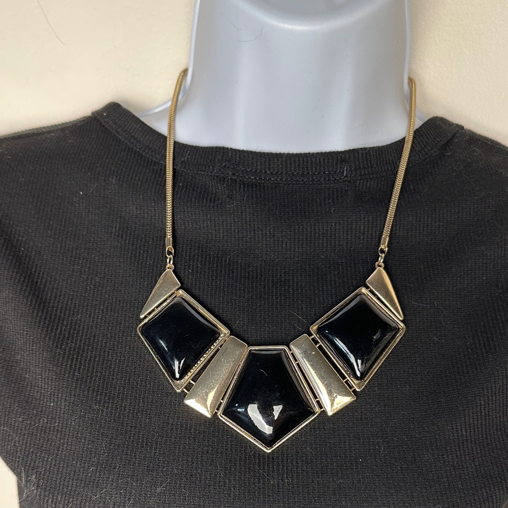 Black and Gold Geometric Design Necklace